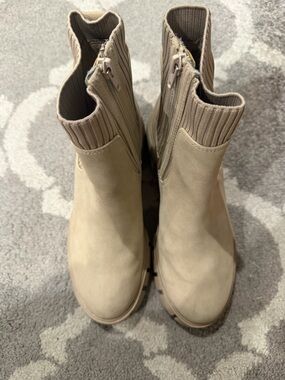 Target Women's Taupe Knit-Cuff Ankle Booties